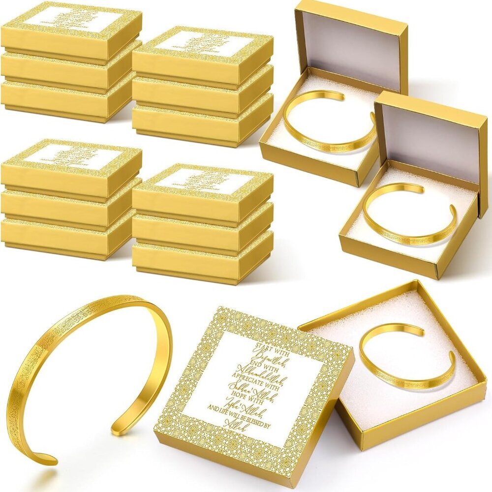 Eid Al Adha Islamic Bracelets Bulk Stainless Steel Adjustable Bangle Gift Set